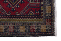 Persian Torkaman accent rug in deep red and tan, view 5 of 9