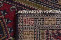 Persian Torkaman accent rug in deep red and tan, view 9 of 9