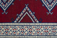 Persian Torkaman accent rug in burgundy and cream, view 7 of 10