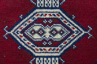 Persian Torkaman accent rug in burgundy and cream, view 8 of 10