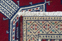 Persian Torkaman accent rug in burgundy and cream, view 10 of 10