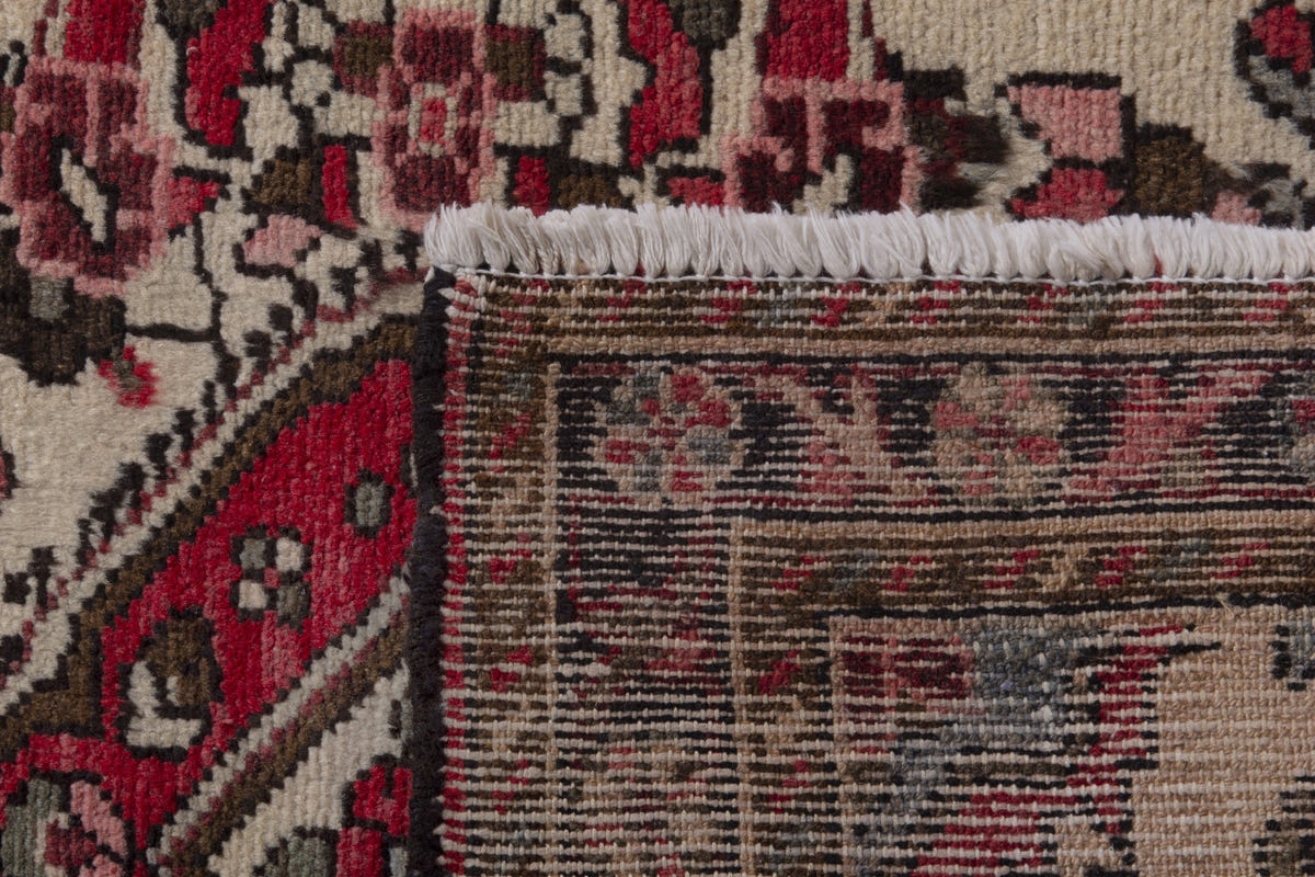 Persian Hamadan accent rug in cream and black, view 10 of 10