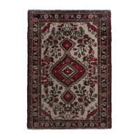 Persian Hamadan accent rug in cream and black, 2'2" x 3'4"