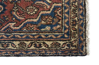 Persian Hamadan accent rug in brick and navy, view 5 of 10