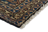 Persian Hamadan accent rug in brick and navy, view 6 of 10