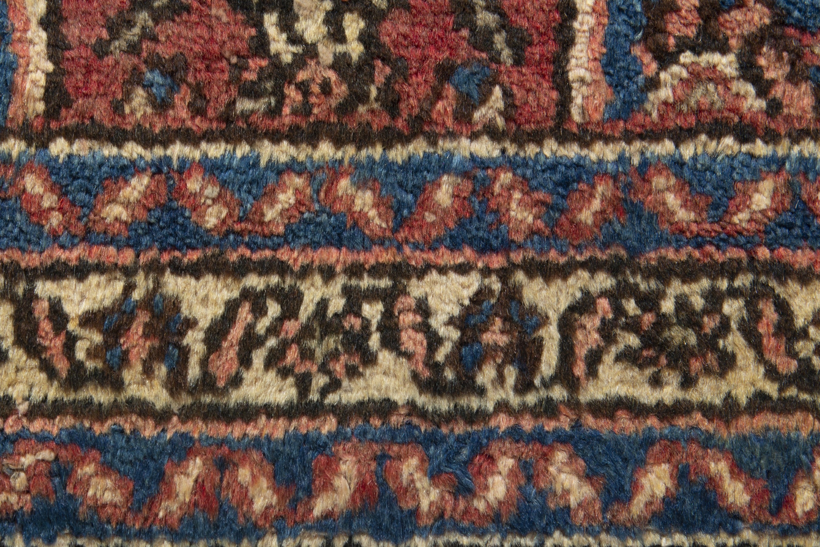 Persian Hamedan accent rug in brick and navy, view 6 of 9