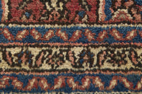 Persian Hamadan accent rug in brick and navy, view 9 of 10