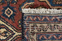 Persian Hamadan accent rug in brick and navy, view 10 of 10