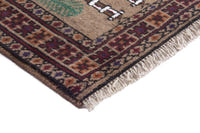 Persian Baluch accent rug in taupe and burgundy, view 6 of 10
