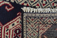 Persian Torkaman accent rug in navy and cream, view 9 of 9