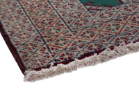 Persian Torkaman accent rug in emerald and greige, view 6 of 10
