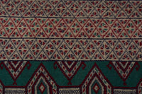 Persian Torkaman accent rug in emerald and greige, view 9 of 10