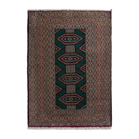 Persian Torkaman accent rug in emerald and greige, 2' x 2'11"