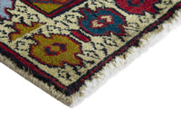Persian Torkaman accent rug in mustard and cream, view 6 of 10
