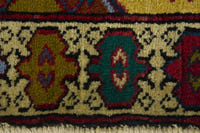 Persian Torkaman accent rug in mustard and cream, view 7 of 10