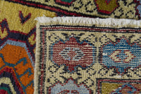 Persian Torkaman accent rug in mustard and cream, view 10 of 10