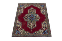 Persian Arak accent rug in deep red and cream, view 4 of 9