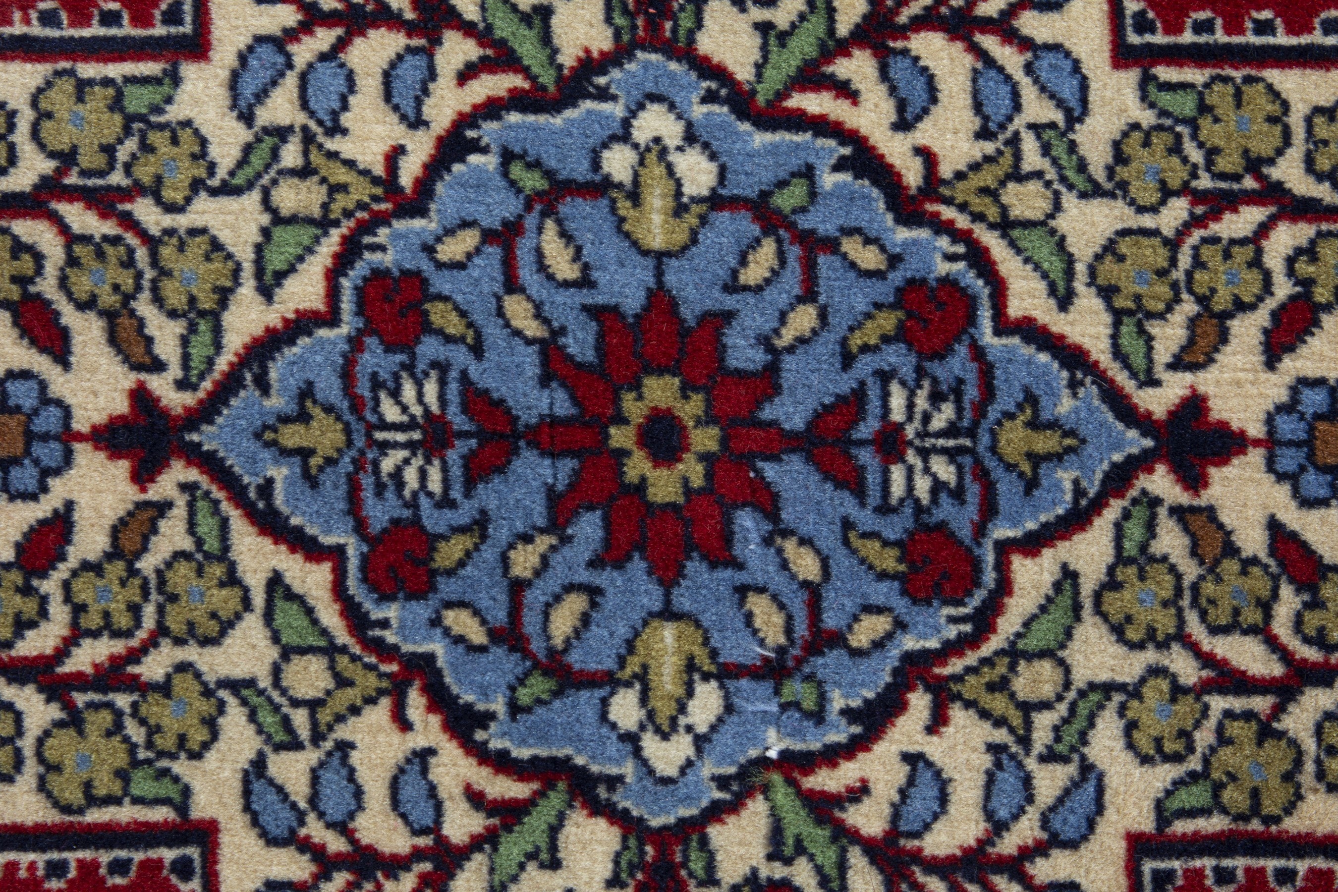 Persian Arak accent rug in deep red and cream, view 6 of 8