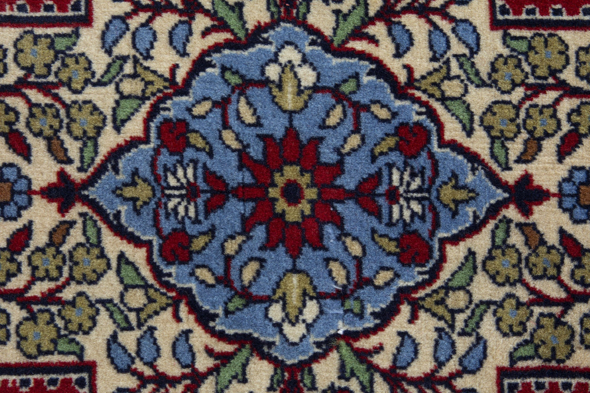 Persian Arak accent rug in deep red and cream, view 7 of 9