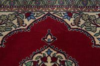 Persian Arak accent rug in deep red and cream, view 8 of 9