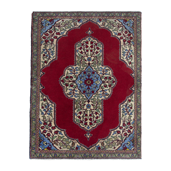 Persian Arak accent rug in deep red and cream, 2'3" x 2'9"