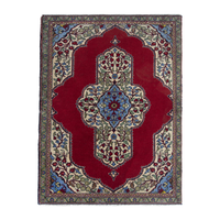 Persian Arak accent rug in deep red and cream, 2'3" x 2'9"