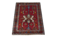 Persian Gharajeh accent rug in deep red and tan, view 3 of 10