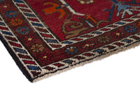 Persian Gharajeh accent rug in deep red and tan, view 6 of 10