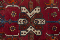 Persian Gharajeh accent rug in deep red and tan, view 7 of 10