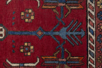 Persian Gharajeh accent rug in deep red and tan, view 8 of 10