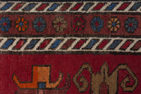 Persian Gharajeh accent rug in deep red and tan, view 9 of 10