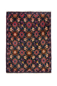 Persian Varamin accent rug in navy and deep red, view 2 of 9