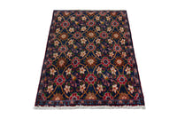 Persian Varamin accent rug in navy and deep red, view 4 of 9