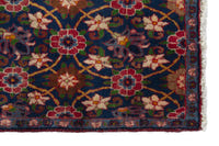Persian Varamin accent rug in navy and deep red, view 5 of 9