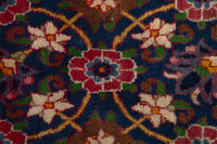 Persian Varamin accent rug in navy and deep red, view 7 of 9