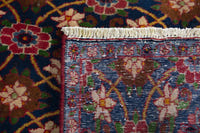 Persian Varamin accent rug in navy and deep red, view 9 of 9