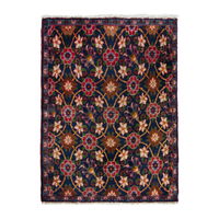 Persian Varamin accent rug in navy and deep red, 2' x 2'7"