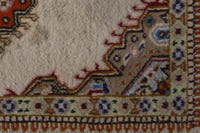 Persian Tabriz accent rug in ivory and rust, view 8 of 9