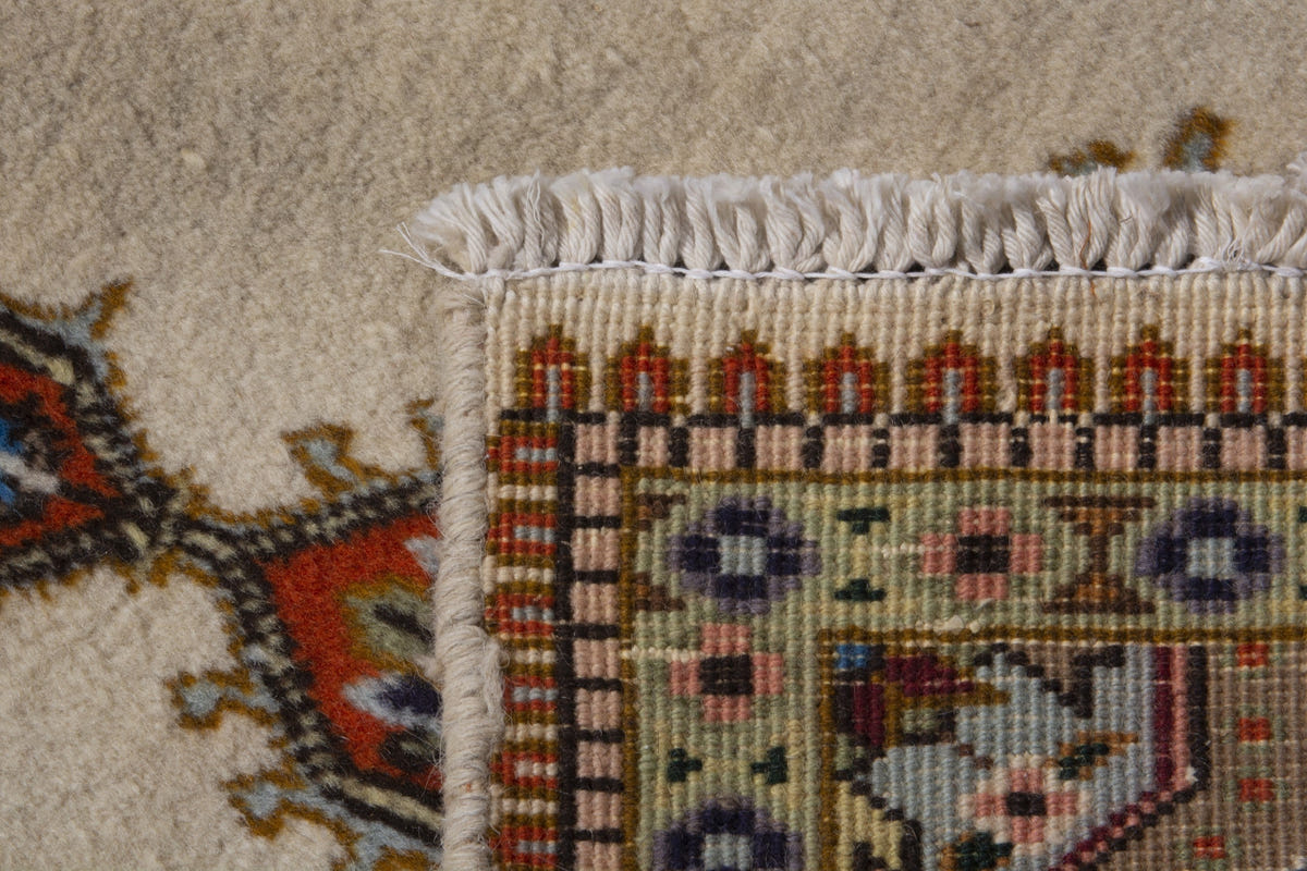 Persian Tabriz accent rug in ivory and rust, view 9 of 9