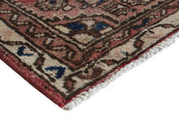Persian Hamadan accent rug in faded red and cream, view 6 of 10