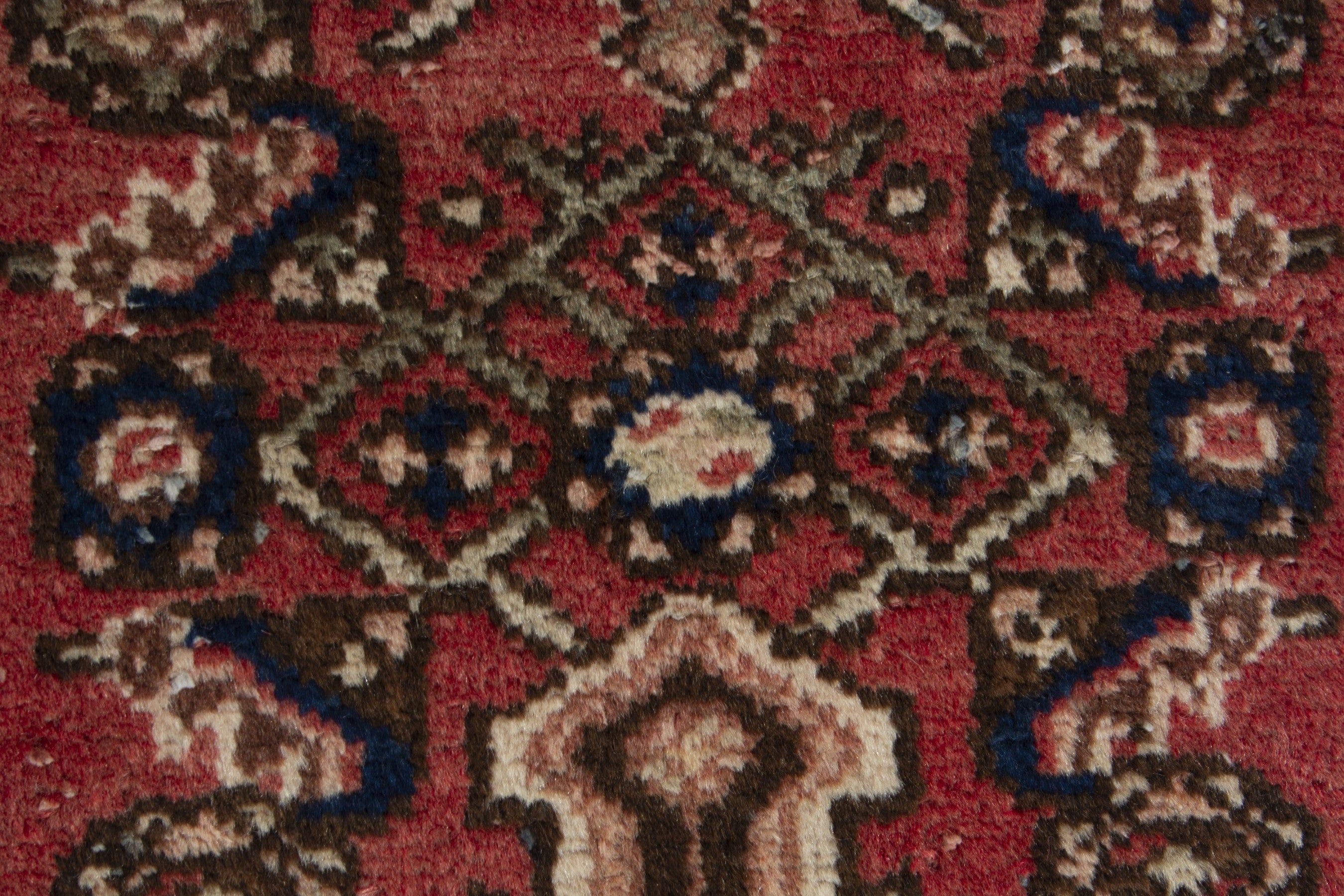 Persian Hamedan accent rug in faded red and cream, view 6 of 9