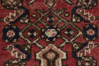 Persian Hamadan accent rug in faded red and cream, view 7 of 10
