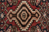 Persian Hamadan accent rug in faded red and cream, view 8 of 10