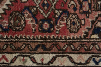 Persian Hamadan accent rug in faded red and cream, view 9 of 10