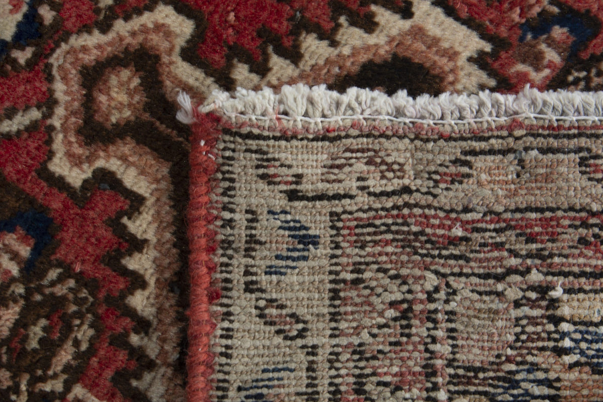 Persian Hamadan accent rug in faded red and cream, view 10 of 10