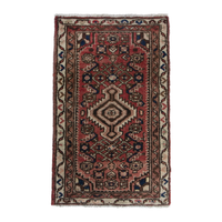 Persian Hamadan accent rug in faded red and cream, 1'8" x 2'11"