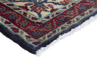 Persian Hamadan accent rug in navy and deep red, view 6 of 10
