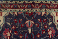 Persian Hamadan accent rug in navy and deep red, view 8 of 10
