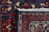 Persian Hamadan accent rug in navy and deep red, view 10 of 10