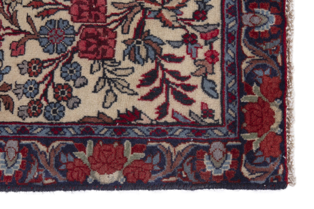 Persian Songhor accent rug in cream and navy, view 5 of 9
